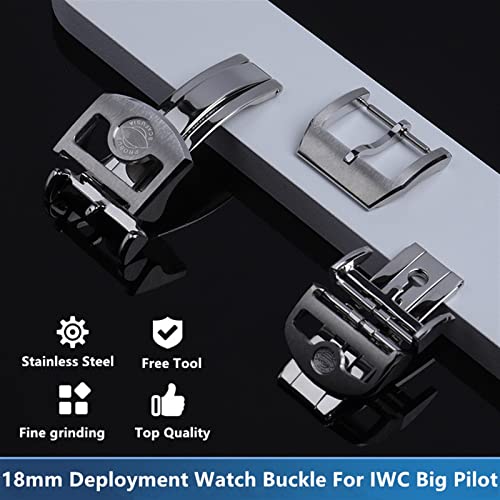 CYSUE 316L Stainless Steel 18mm Deployment Butterfly Watch Buckle For IWC Big Pilot Spitfire Leather Watchband Strap Folding Clasp2