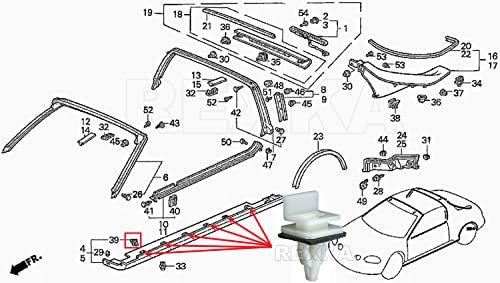 Rexka 20Pcs Rocker Panel Moulding Clip For Honda Acura 91513-Sm4-000 Accord, Civic, Civic Del Sol, Cr-V, Element, Odyssey, Pilot, Prelude, Cl, Integra, Legend, Mdx, Rl, Rsx, Tl, Tsx, Vigor #TOP5