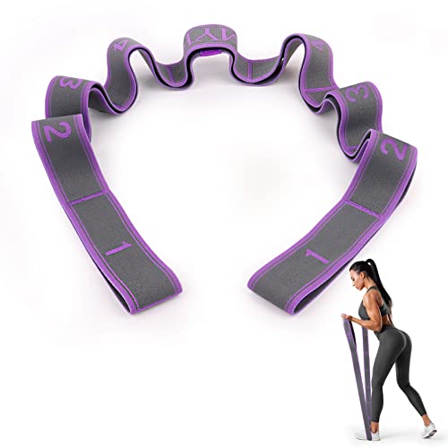 Bandas Elasticas Fitness,cinturón elástico de Fitness, Banda de Estiramiento de Yoga para NiÑ s y Adultos,Banda Elástica de Resistencia con 9 Anillos,Cintura elástica de Yoga Ajustable