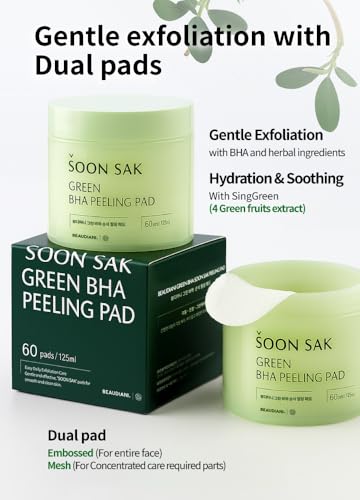 BEAUDIANI Green BHA Peeling Pad 60ct | Korean Exfoliating Toner Pads | Minimize Pores, Soothe Blemish-Prone Skin | Gentle Daily Chemical Exfoliant | K-Beauty Skincare — view 2