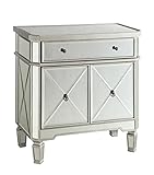 Coaster Furniture Mirror Panel 2-Door Wine Cabinet with Removable Wine Rack, Silver