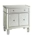 Mirror Panel 2-Door Wine Cabinet with Removable Wine Rack Silver