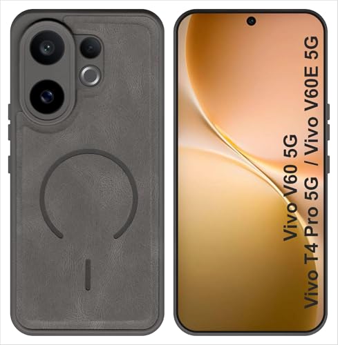 Image of SBMS Back Cover for Vivo V60 5G /T4 Pro /V60E | Ultra Slim Soft Rubberised Hard Case | Oil Feel Soft Leather Back | Mag-Safe Design (Mag-Safe Not Support) | Camera Protection Case for Vivo V60 (Grey)