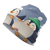 WUXEKZO Girls Boys Beanie Caps Chemo Hat, Large Hedging Head Hat Skull Caps for School, Motorcycle, Skate, Fashion Military Tactical Cap Ski Cap (Cute Christmas Penguin Bonnets)