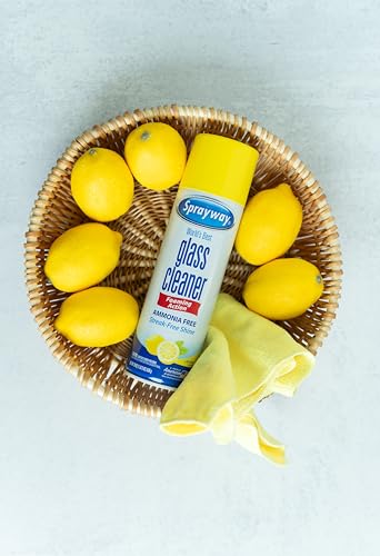 Image of Sprayway Glass Cleaner Lemon Scent Foaming Aerosol Spray, 19oz, Pack of 6 | Ammonia-Free, Streakless, Fast-Acting | Cleans & Polishes Glass Surfaces | Removes Fingerprints, Dust, Dirt, Smoke Film