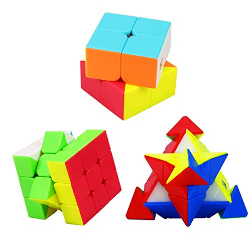 Image of MoYu Rubik Cube Puzzle Toy Game 3D Speed Cube, Stickerless Kids Puzzle Cube, Smooth Turning ABS Brain Teaser Toy for Kids and Adults (2x3xPyramid)