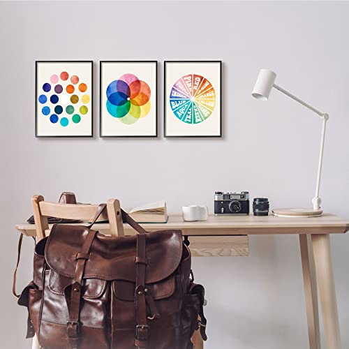 Image of 'Primary Tones Blended Hue Chart'| 3pc Framed Giclee Art Set 3 | Stupell Industries | Black, 11 x 14 Inches, Easy to Hang and Sturdy, Made in USA, by Lil' Rue