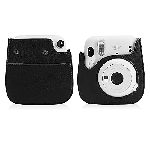 Blummy Pu Leather Camera Case Compatible With Fujifilm Instax Mini 11 Instant Camera With Adjustable Strap And Pocket (Black) #TOP3