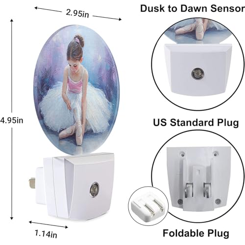 Image of Nightlight Oil Painting Little Girl Ballerina LED Dusk to Dawn Plug-in Nightlight Auto Sensor for Bedroom Bathroom Hallway Living Room