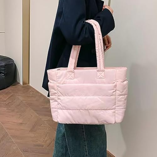 Puffer Travel Tote, Quilted Puffer Tote Bag for Women Large SizeLightweight Puffy Tote Bag with Compartments2