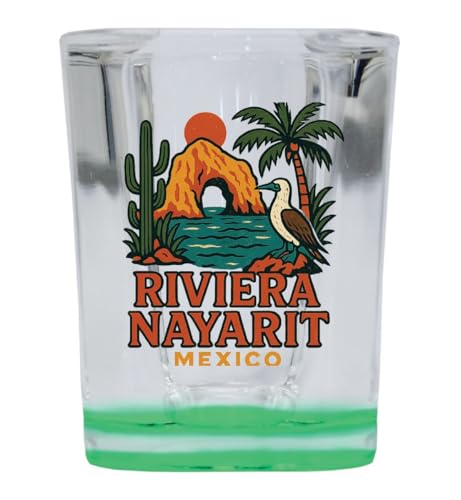 Vaso de shot cuadrado 2 oz base verde