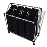 Gecheer Laundry Sorter with 4 Bags, Heavy-Duty Steel Frame, Rolling Casters, Removable Mesh Bags, 28.5 x 15.5 x 37.5 Inches, Black and Gray for Laundry Room, Utility Room, or Closet
