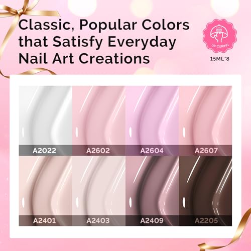 Image of MelodySusie Gel Nail Polish Kit with UV Light P-ART06F- Popular Color Gel with Builder and Baser &Glossy Top Coat Soak Off Includes Nail Art Tools Nail Art Gift for Women & Girls