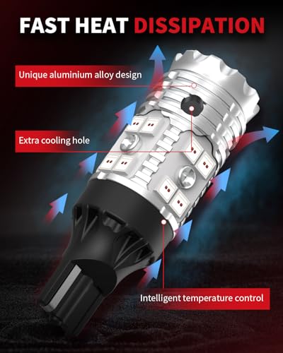 Image of LASFIT 921 LED Bulb Red Third Brake Light Fit for 2019-2026 Ram 1500, Canbus Ready 912 T15 Center High Mount Stop Light 3rd Brake Replacement Anti Hyper Flash, 2pcs