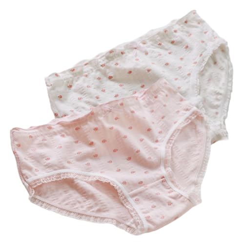 Cute Rose Floral Cotton Underwear for School Girls Teen French Cottagecore Ruffled Briefs Mid Rise Comfy Fit Panties