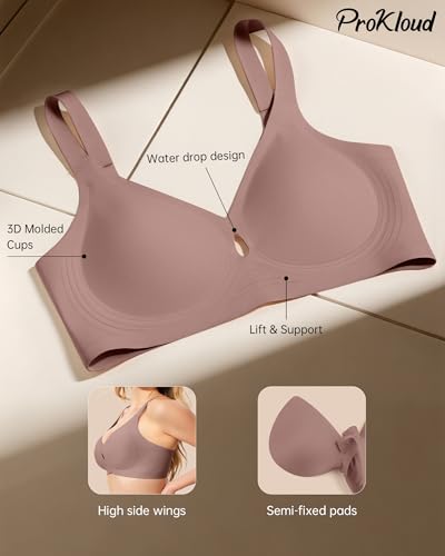 Image of ProKloud Bras for Women No Underwire Wireless Jelly Bras Full Coverage Seamless Push Up Bralettes Support Tshirt Bra