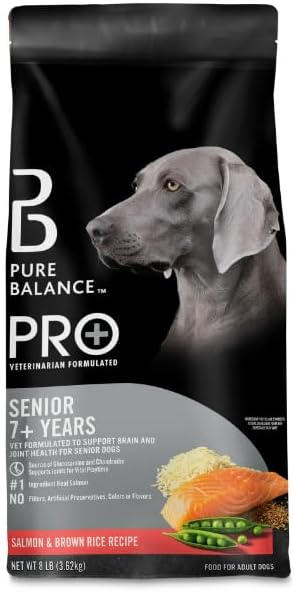 (1 Pack) – Pure–Balance Pro+ Senior Salmon & Brown Rice Recipe Dry Dog Food – 8 Lbs – Nutrient-Rich, Vet-Formulated Kibble for Brain, Joint & Heart Health in Senior Dogs.