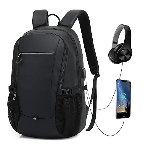 Preisvergleich Produktbild Cindeyar Laptop Rucksack Wasserdicht Reiserucksack Herren Daypacks Rucksack Grosse Kapazität Multifunktionsrucksack Schulrucksack Business Rucksack mit USB-Ladeanschluss 15.6 Zoll(Schwarz)