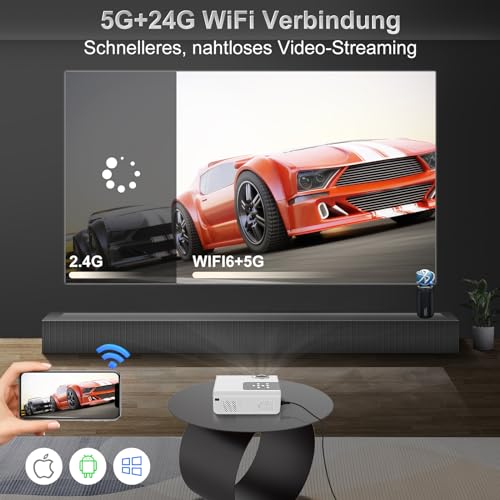 Eroshoo Beamer Full HD, 5G WiFi Native 1080p beamerondersteuning, 4K, bluetooth thuisbioscoop, videoprojector 12000 lumen, draagbare filmprojector, mini beamer, compatibel met HDMI USB/Fire Stick, - Image 4