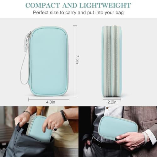 Image of FYY Electronic Organizer, Travel Cable Organizer Bag Pouch Electronic Accessories Carry Case Portable Waterproof Double Layers All-in-One Storage Bag for Cable, Charger, Phone, Earphone, Mint Green