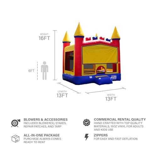 JumpOrange Rainbow Commercial Grade Bounce House for Kids and Adults 13x13 (with Blower), Basketball Hoop, Outdoor Indoor, Big Inflatable, Birthday Party, Rental Quality - Image 4