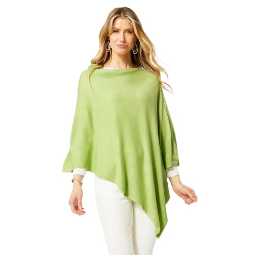 Coco + Carmen Womens Ponchos for Women - Lightweight Womens Shawl in Creamy Lime, Open Front Poncho Sweater for Women, Versatile Sweater Cape Poncho