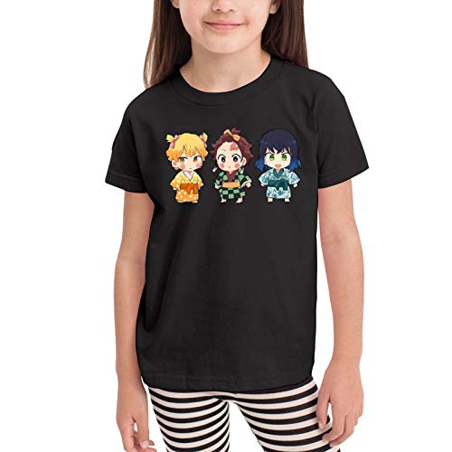 Demon Slayer 2-6 Years Old Kids Short Sleeve Boys and Girls T-Shirt Crewneck Casual T-Shirt Tee 5-6T Black