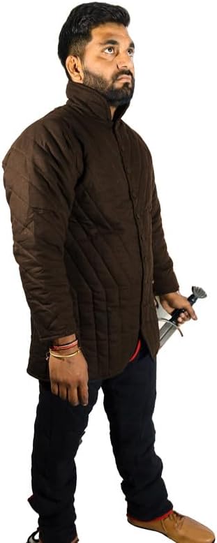 Miniatura 2 de THE MEDIEVALS Abrigo de Gambeson de manga completa con acolchado grueso medieval, con armadura Aketon retrasada, tela de algodón