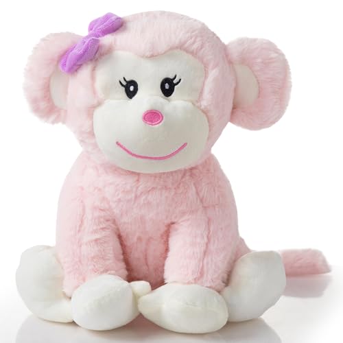 HollyHOME Monkey Stuffed Animal Cute Plush Monkey Toy Birthday for Girls 12 inch Pink