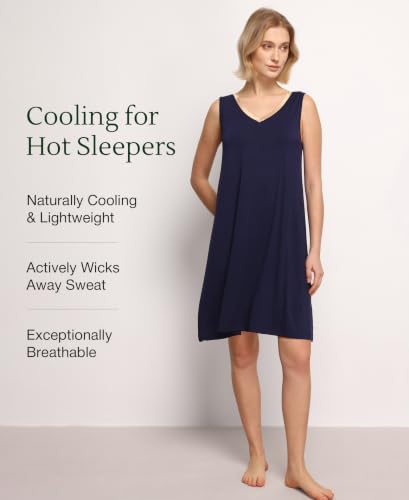 Image of GYS Cooling Bamboo Viscose Nightgowns for Women, Lightweight Sleeveless V Neck Sleep Shirt for Hot Sleepers, Soft Night dress