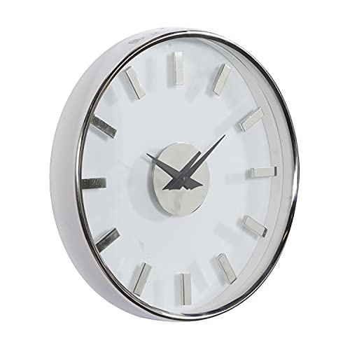 Deco 79 Aluminum Wall Clock With Clear Face, 14" X 2" X 14", Silver #TOP2