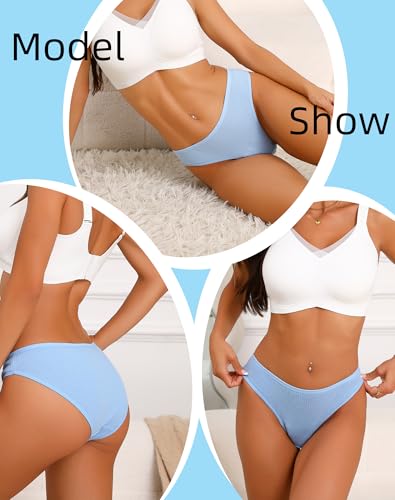 13 Pack Cotton Ribbed Underwear for Women Low Rise Bikini Breathable Sexy Cheeky Hipster Womens4