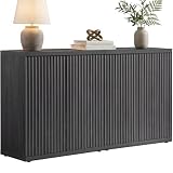 SICOTAS Buffet Cabinet with Storage Accent Sideboard Modern Credenza with Doors & Shelves Fluted Media Console Mid Century Coffee Bar Table for Living Room Kitchen Dining Room Hallway（2PCS）