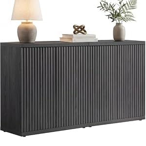 SICOTAS Buffet Cabinet with Storage Accent Sideboard Modern Credenza with Doors & Shelves Fluted Media Console Mid Century Coffee Bar Table for Living Room Kitchen Dining Room Hallway（2PCS）