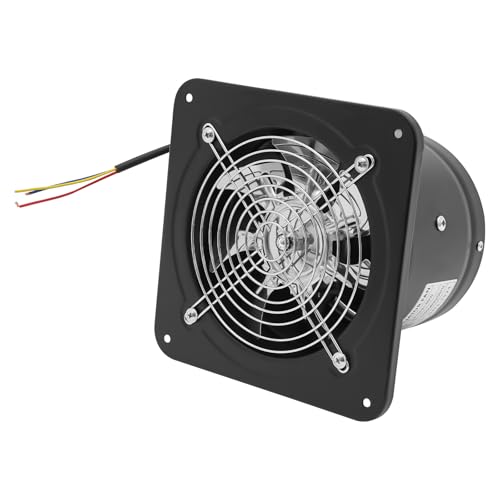 JAYEUW Ventilador extractor de aire silencioso de 6 pulgadas, con tapa de retorno, de metal, ventilador de pared, para cocina, baño, garaje, 220 m³/h, 150 mm, ventilador de baño, 2600 rpm, color negro