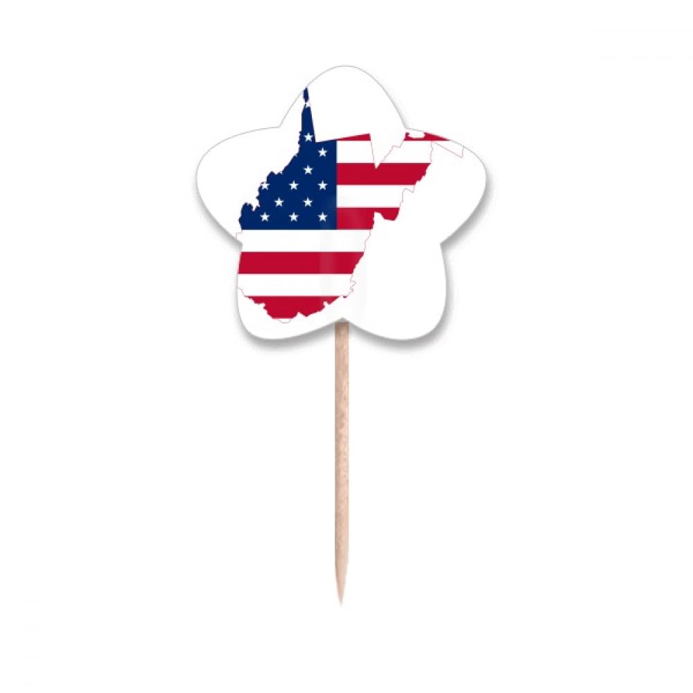 Drapeau cupcake Virginie USA en bois naturel pour décoration de table