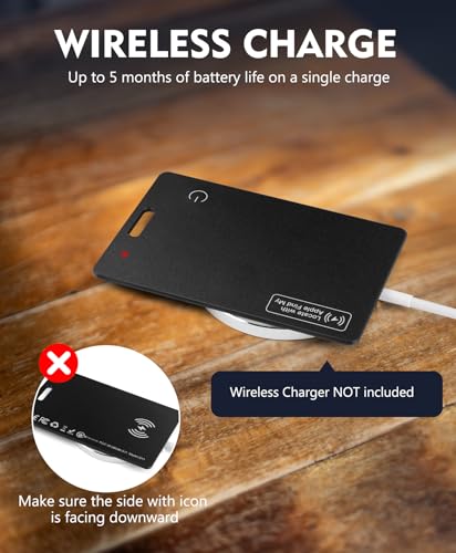 Wallet Tracker Card, iOS Only Bluetooth Tracker Card with Find My app, Rechargeable Smart Wallet Finder GPS Tracker, Keys Finder and Item Locator for Keys, Bags, Passports