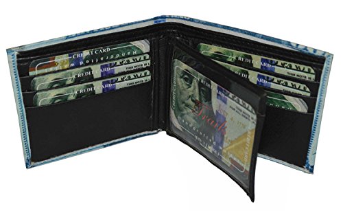 Leatherboss Men's Printed Dollar Bill Bifold Wallet - Compact Size with 6 Card Slots & 2 Money Pockets (100 Dollar)3