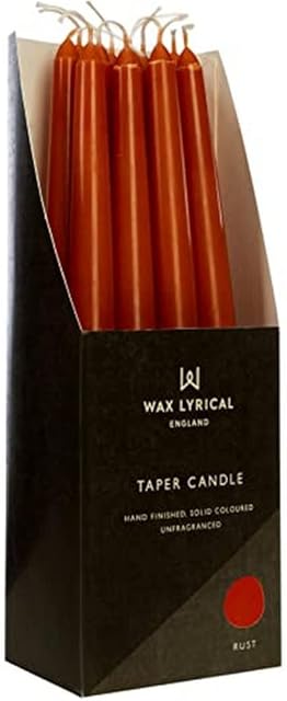 WAX LYRICAL Unscented 25 cm Tapered Dinner Candle Rust, Box of 12, 25cm