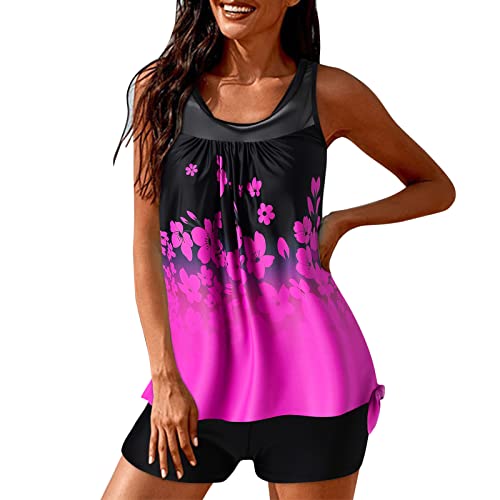 Tankini pour femme rose vif XXL grand taille shorty maillot floral