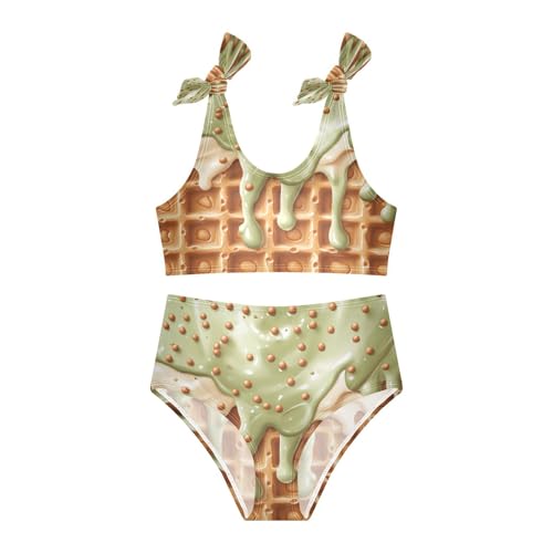 Glaze Caramel Green Brown Sprinkles Ice Cream Girls Tankini Swimsuit Kids Bikini Sets 2 Pcs Bathing Suit 3T3