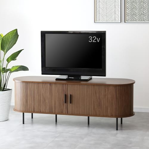DORIS ドリス テレビ台 テレビボード 幅150cm 蛇腹扉 蛇腹 タンブールドア ローボード リビングボード 木目調 北欧 木製 収納 スライド扉 TV台 可動棚 脚付き ロータイプ ブラウン テレビボードベローズ150cm 【18261】 [1]