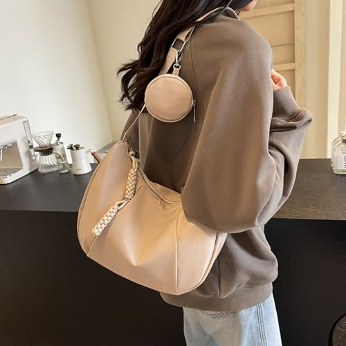 Image of Crescent Shoulder Bag for Women Nylon Crossbody Purses Trendy Hobo Bags Medium Sling Bag Travel Slouchy Dumpling Bag