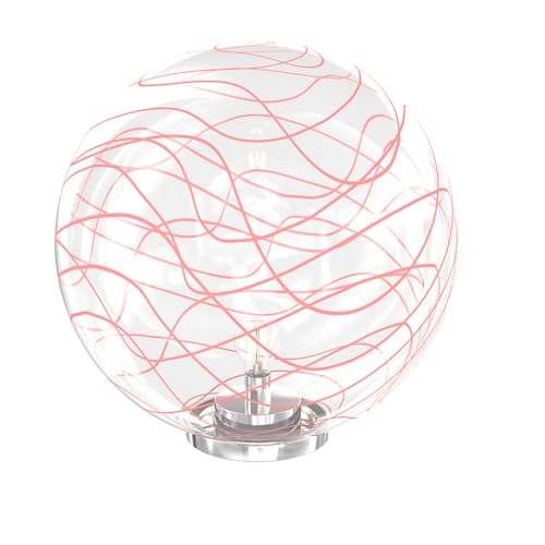 Top Light Lampe de bureau contemporaine Moon métal chrome verre rouge 1 lumière E27 40 cm