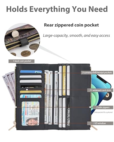 Image of Book Women's Slim Wallet,Thin RFID Card Holder with Zipper Pocket