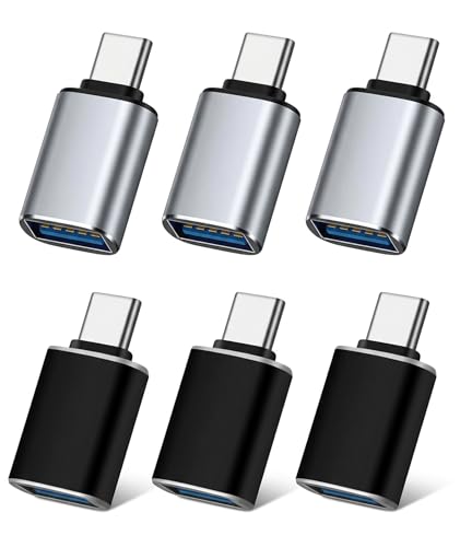 Image of 6PCS OTG Connector Type C, 6-Pack Multiport Adapter, 3 Black and 3 Silver, Fast Data Transfer for Mobile Gaming and Office Setup, Type-C to USB Converter for Multiple Devices
