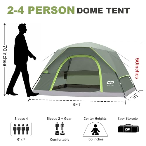 Image of CAMPROS CP Tents for Camping 2 /4 /6 Person, Waterproof Windproof Dome Tent