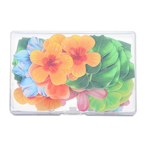 60 Stück Esspapier Tortendeko,Enthält 40 Stück Essbare Blumen und 20 Stück Esspapier Blätter für Cupcake Topper,Tortendeko Essbar,Dschungel Geburtstag Dekoration für Hawaii