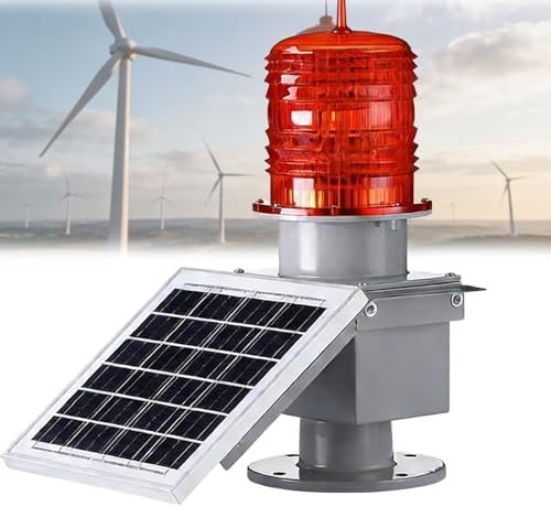 15W Solar LED Obstruction Light, Low Intensity Strobe Beacon with Photoelectric Tube for Rooftop, Fishing Boats, Urban High-Rise Buildings, GZ155