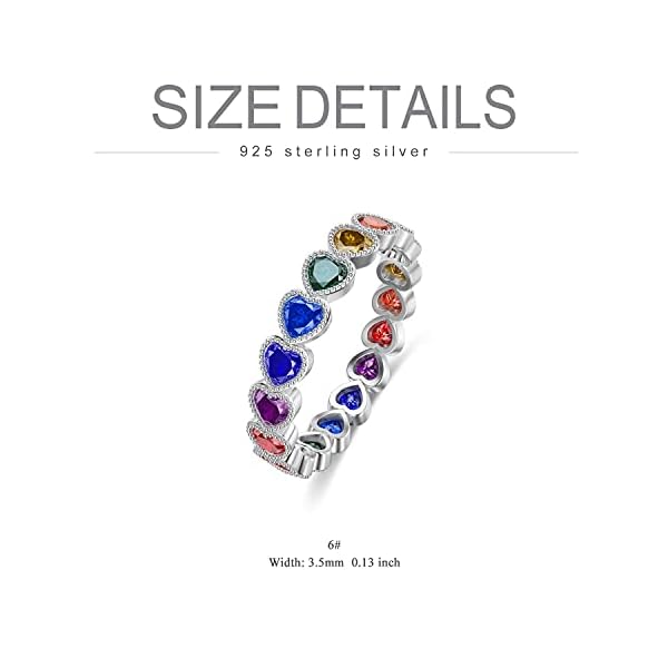 Chakra-Ring-925-Sterling-Silver-Heart-7-Colorful-Chakra-Rainbow-Ring-for-Women MBSUUH Chakra Ring 925 Sterling Silver Heart 7 Colorful Chakra Rainbow Ring for Women Girls